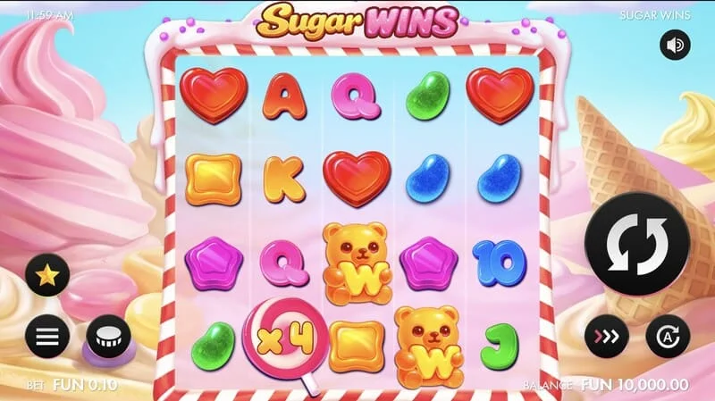 Sugar Wins - екран за игра со макари 5x4